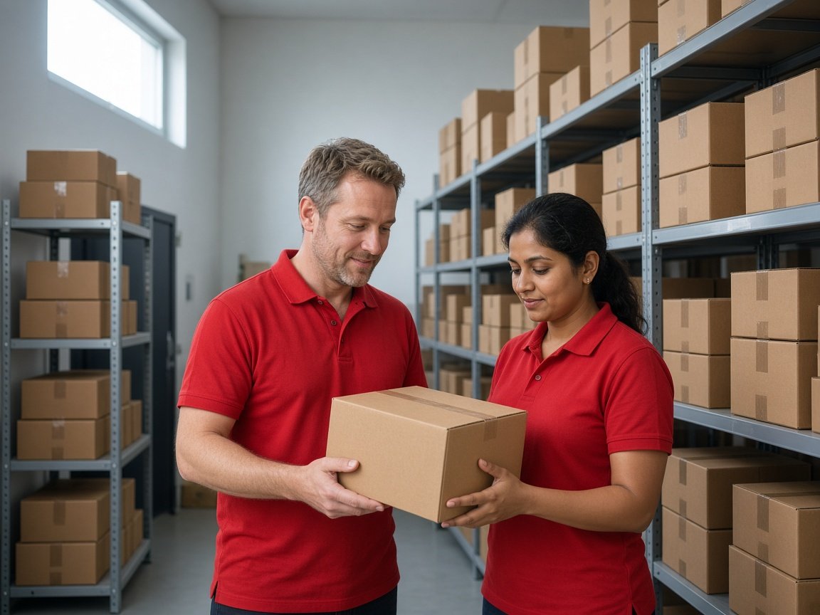 Parcels organized in a dispatch room